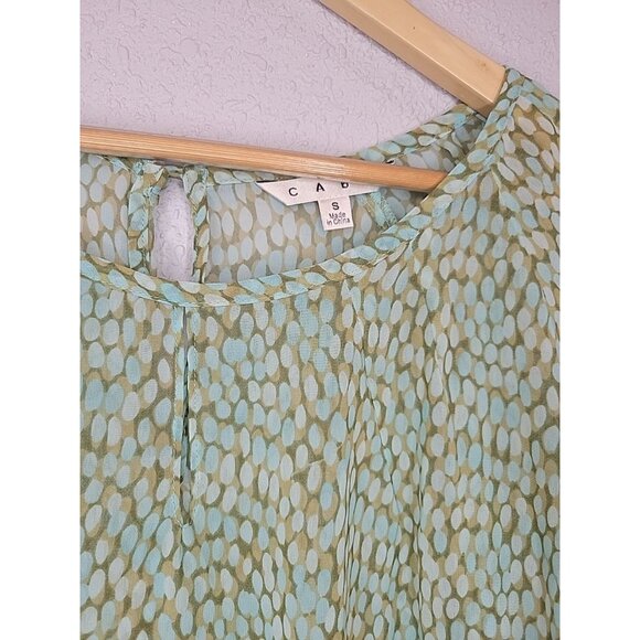 CAbi Boho Popover Chiffon Blouse Semi Sheer Short Sleeve Spring Summer Small - Picture 3 of 4